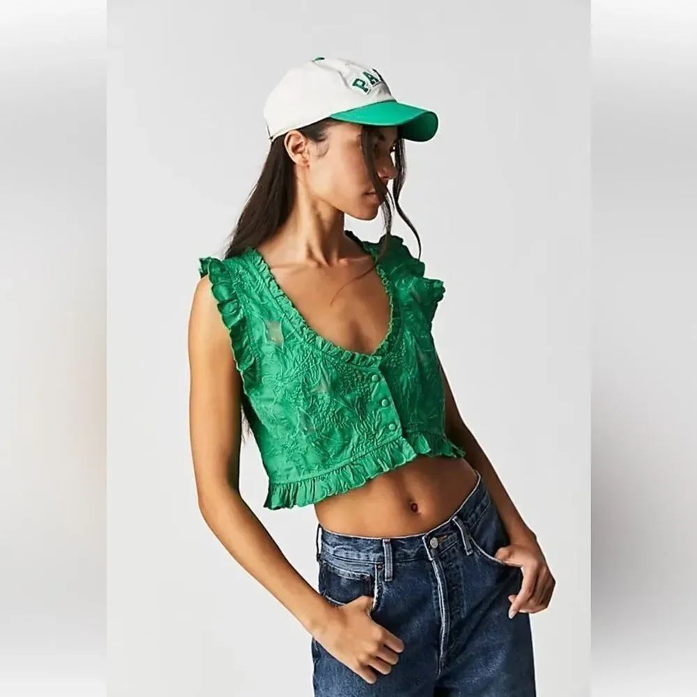 Free People green lace top Blouse Large